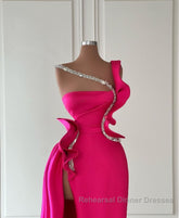 Elegant Long Glitter Sleeveless Front Split Long Semi Formal Prom Dresses With Ruffles Long